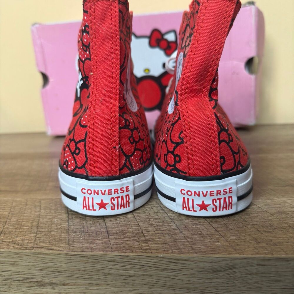 Size 10 Converse Hello Kitty x Wmns Chuck Taylor All Star Hi 'Red shoes sneakers - Picture 4 of 10